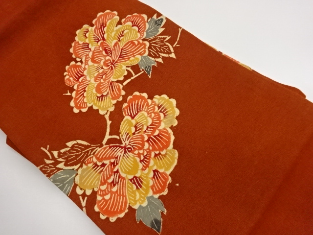 JAPANESE NAGOYA OBI / TSUMUGI / KATAZOME / FLOWERS